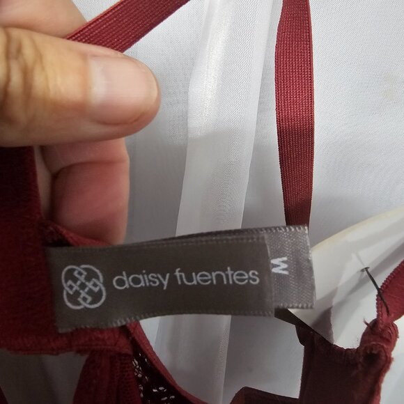 Daisy Fuentes Babydoll Y2K Tank Burgundy Goth Whimsigoth Fairy Mesh M NWT - Picture 8 of 11